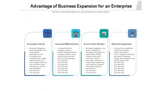Advantage Of Business Expansion For An Enterprise Ppt PowerPoint Presentation Icon File Formats PDF