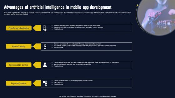 Advantages Of Artificial Intelligence In Mobile App Development Infographics PDF