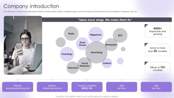 Advertising Services Company Profile Ppt PowerPoint Presentation Complete Deck With Slides