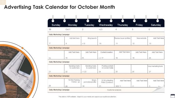 Advertising Task Calendar For October Month Elements PDF Advertising Task Calendar For October Month Elements PDF
