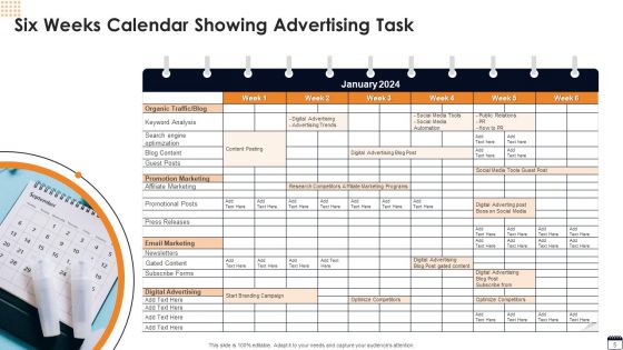 Advertising Tasks Calendar Ppt PowerPoint Presentation Complete With Slides