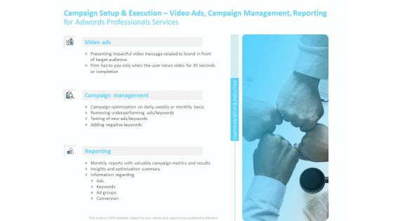 Adwords PPC Campaign Setup And Execution Video Ads Campaign Management Reporting For Services Information PDF