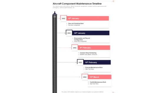 Aerospace Services Business Proposal Aircraft Component Maintenance Timeline One Pager Sample Example Document