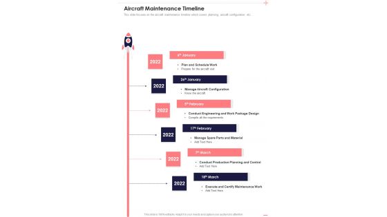 Aerospace Services Business Proposal Aircraft Maintenance Timeline One Pager Sample Example Document