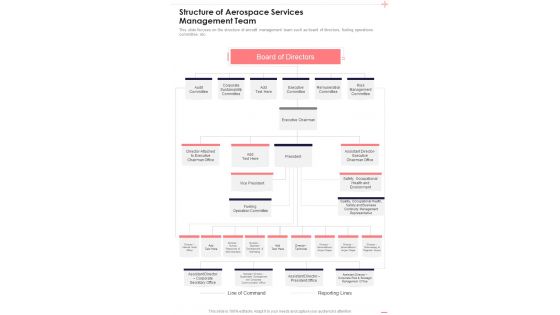 Aerospace Services Business Proposal Structure Of Aerospace Services Management Team One Pager Sample Example Document
