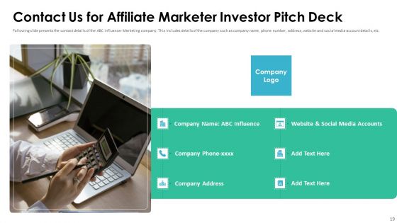 Affiliate Marketer Investor Pitch Deck Ppt PowerPoint Presentation Complete Deck With Slides