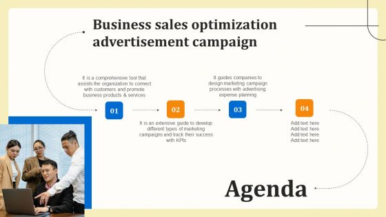 Agenda Business Sales Optimization Advertisement Campaign Pictures PDF