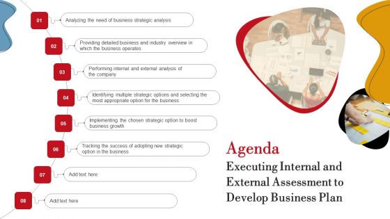 Agenda Executing Internal And External Assessment To Develop Business Plan Sample PDF