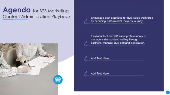 Agenda For B2B Marketing Content Administration Playbook Guidelines PDF