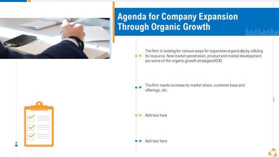 Agenda For Company Expansion Through Organic Growth Themes PDF
