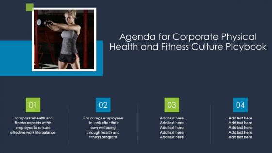 Agenda For Corporate Physical Health And Fitness Culture Playbook Download PDF