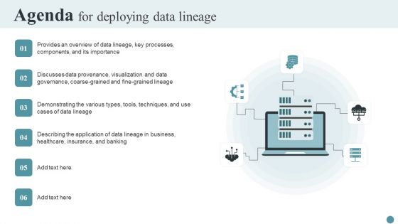 Agenda For Deploying Data Lineage Mockup PDF