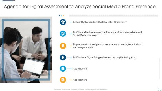 Agenda For Digital Assessment To Analyze Social Media Brand Presence Infographics PDF
