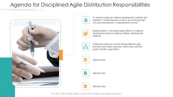 Agenda For Disciplined Agile Distribution Responsibilities Ppt Icon Display PDF