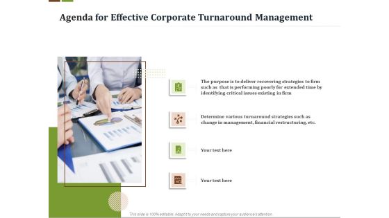 Agenda For Effective Corporate Turnaround Management Ppt Styles Examples PDF Agenda For Effective Corporate Turnaround Management Ppt Styles Examples PDF