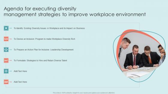 Agenda For Executing Diversity Management Strategies To Improve Workplace Introduction PDF