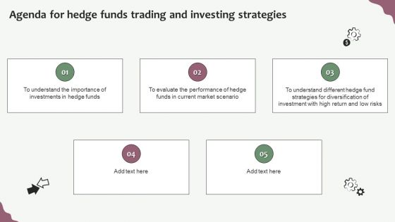 Agenda For Hedge Funds Trading And Investing Strategies Template PDF