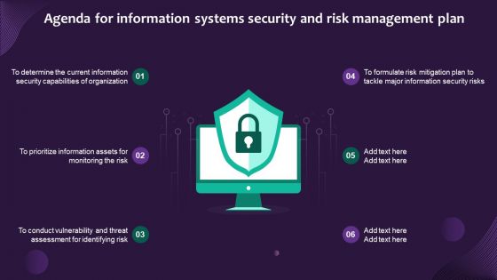 Agenda For Information Systems Security And Risk Management Plan Designs PDF