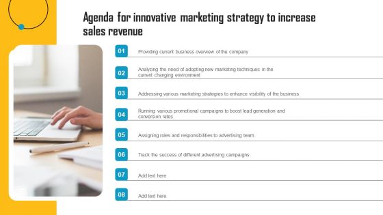 Agenda For Innovative Marketing Strategy To Increase Sales Revenue Download PDF