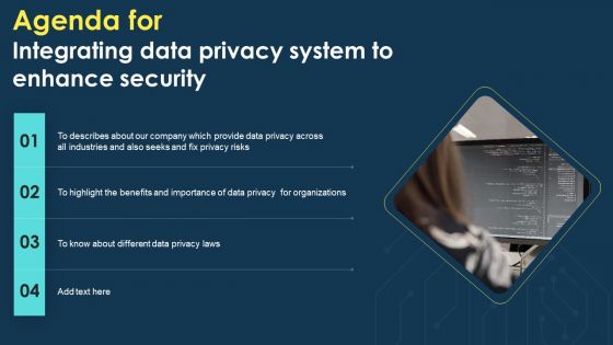 Agenda For Integrating Data Privacy System To Enhance Security Ppt Professional Layout PDF