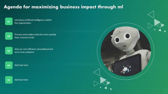 Agenda For Maximizing Business Impact Through ML Pictures PDF