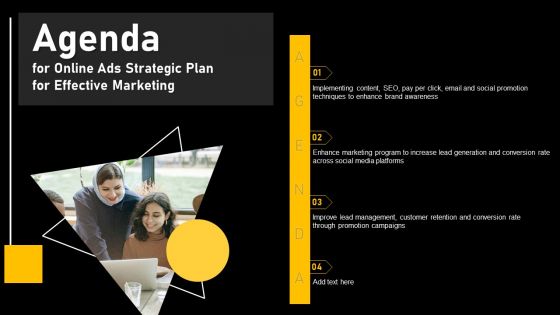 Agenda For Online Ads Strategic Plan For Effective Marketing Formats PDF Agenda For Online Ads Strategic Plan For Effective Marketing Formats PDF