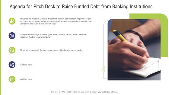 Agenda For Pitch Deck To Raise Funded Debt From Banking Institutions Ppt Model Samples PDF Agenda For Pitch Deck To Raise Funded Debt From Banking Institutions Ppt Model Samples PDF