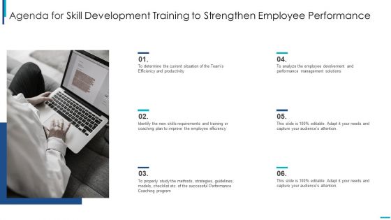 Agenda For Skill Development Training To Strengthen Employee Performance Elements PDF