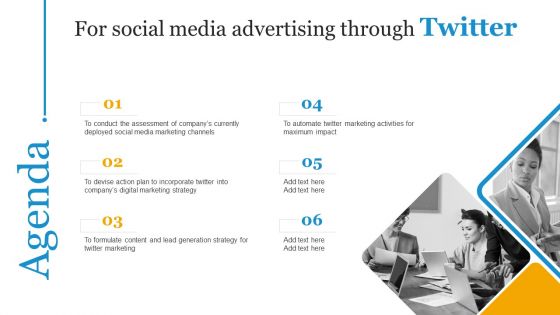 Agenda For Social Media Advertising Through Twitter Portrait PDF Agenda For Social Media Advertising Through Twitter Portrait PDF
