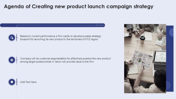 Agenda Of Creating New Product Launch Campaign Strategy Background PDF
