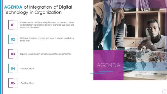 Agenda Of Integration Of Digital Technology In Organization Topics PDF