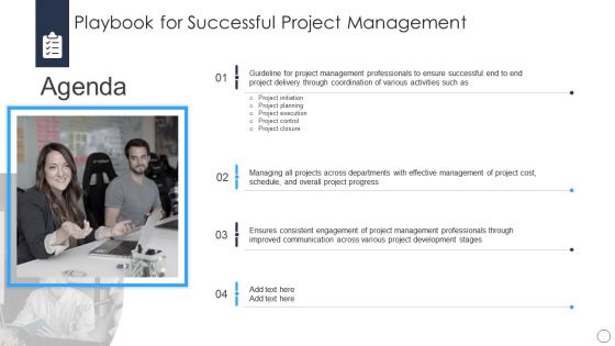 Agenda Playbook For Successful Project Management Brochure PDF