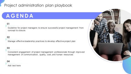 Agenda Project Administration Plan Playbook Demonstration PDF