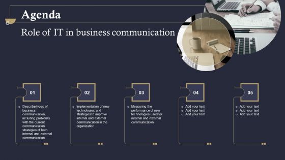 Agenda Role Of IT In Business Communication Ppt PowerPoint Presentation Icon Ideas PDF Agenda Role Of IT In Business Communication Ppt PowerPoint Presentation Icon Ideas PDF
