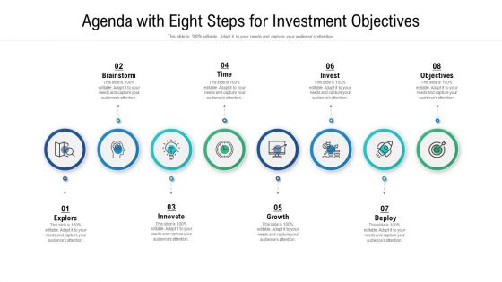 Agenda With Eight Steps For Investment Objectives Ppt Infographics Master Slide PDF Agenda With Eight Steps For Investment Objectives Ppt Infographics Master Slide PDF