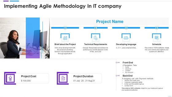 Agile Application Development Implementing Agile Methodology In It Company Sample PDF