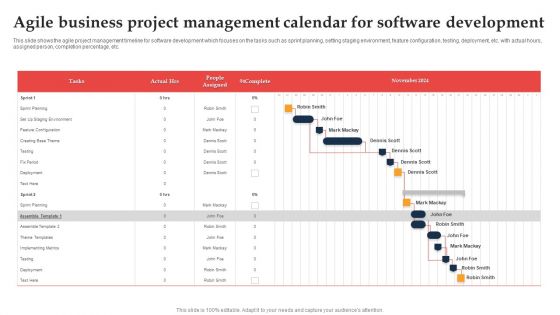 Agile Business Project Management Calendar For Software Development Ppt Portfolio Clipart Images PDF