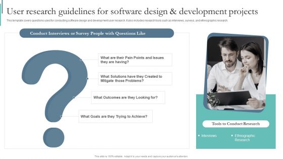 Agile Playbook For Program Designers User Research Guidelines For Software Design And Development Projects Ppt Portfolio Deck PDF