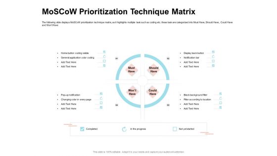 Agile Prioritization Methodology Moscow Prioritization Technique Matrix Template PDF