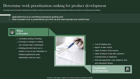 Agile Supported Software Advancement Playbook Determine Work Prioritization Ranking For Product Diagrams PDF