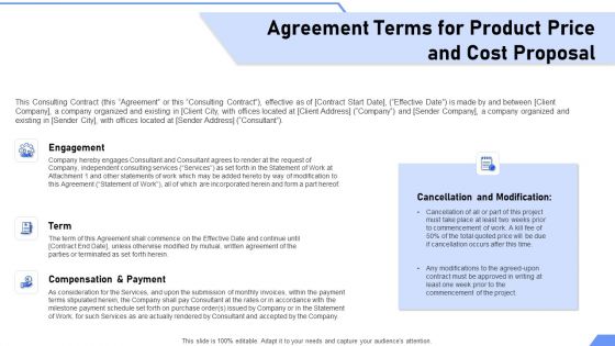 Agreement Terms For Product Price And Cost Proposal Ppt Slides File Formats PDF