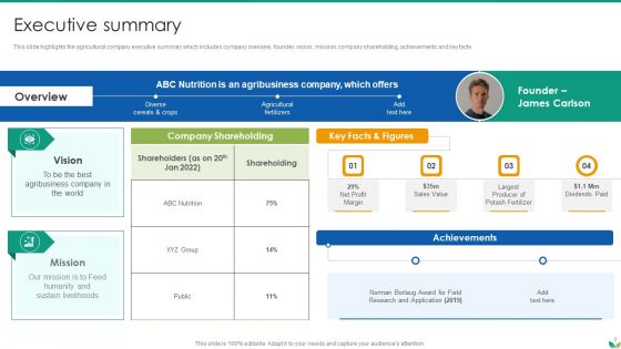 Agricultural Business Company Profile Ppt PowerPoint Presentation Complete Deck With Slides