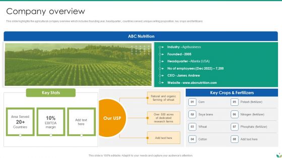 Agricultural Business Company Profile Ppt PowerPoint Presentation Complete Deck With Slides