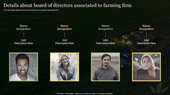 Agriculture Business Elevator Details About Board Of Directors Associated To Farming Firm Elements PDF