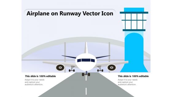 Airplane On Runway Vector Icon Ppt PowerPoint Presentation Gallery Influencers PDF