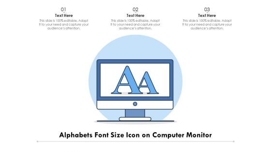 Alphabets Font Size Icon On Computer Monitor Ppt PowerPoint Presentation Slides Influencers PDF