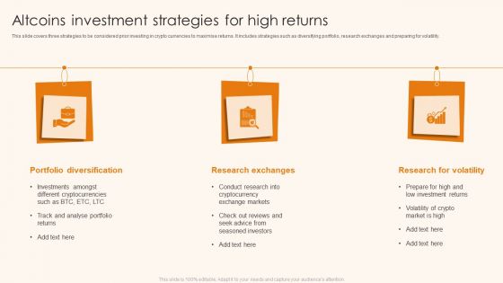 Altcoins Investment Strategies For High Returns Ppt File Infographic Template PDF