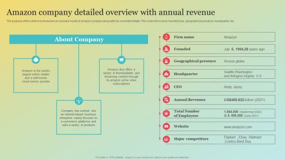 Amazon Company Detailed Overview With Annual Revenue Microsoft PDF