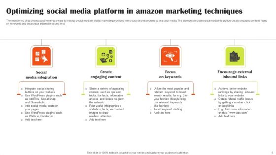 Amazon Marketing Techniques Ppt PowerPoint Presentation Complete Deck With Slides