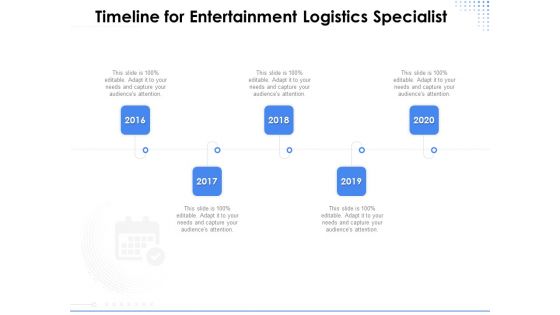 Amusement Event Coordinator Timeline For Entertainment Logistics Specialist Ppt Infographics Diagrams PDF